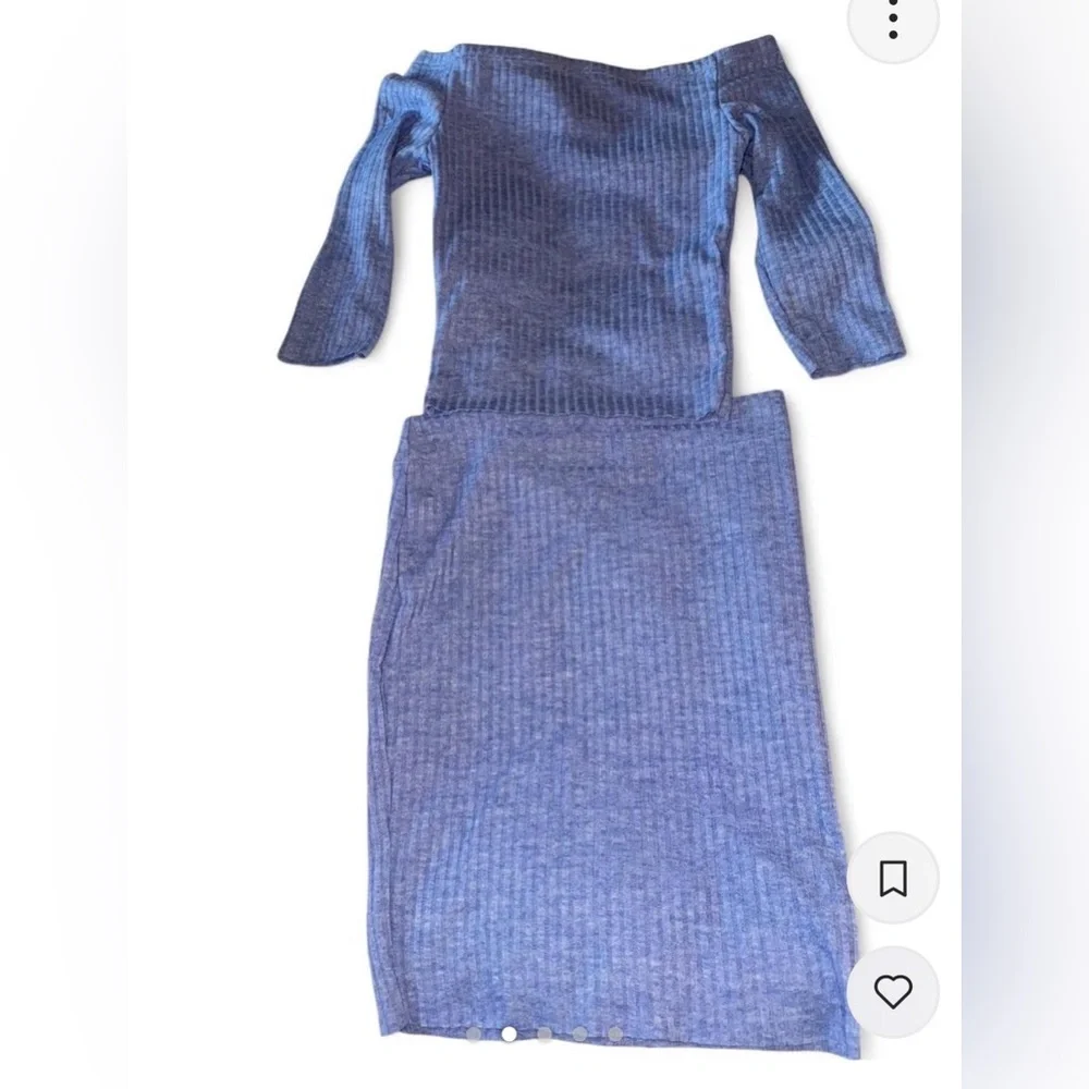 Andi bagus blue ribbed matching set